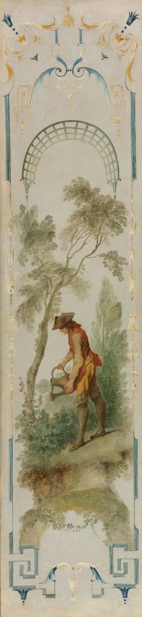 Wandpaneele: Der Gärtner, Gartenbau, Der Weinberg, Die Wippe, Die Schaukel, um 1723-1727 von Nicolas Lancret