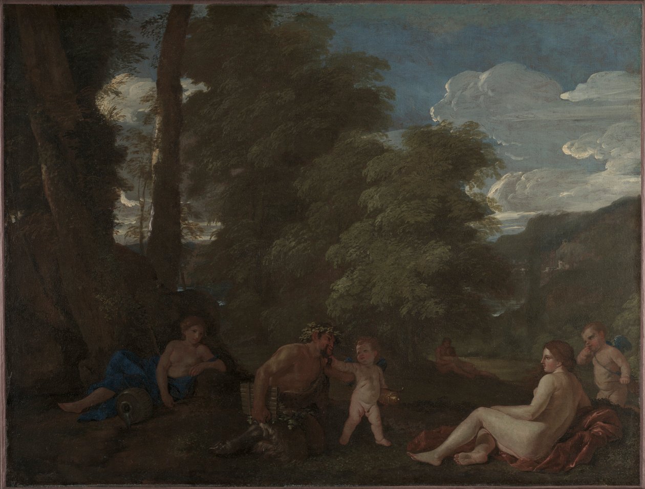 Nymphen und ein Satyr Amor Vincit Omnia, ca. 1625-1627 von Nicolas Poussin