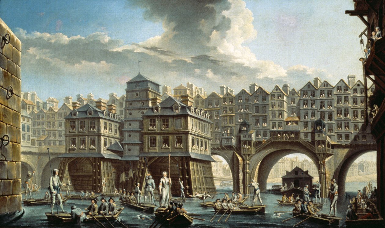 Der Wettkampf der Schiffer vor der Pont Neuf, Paris von Nicolas Raguenet