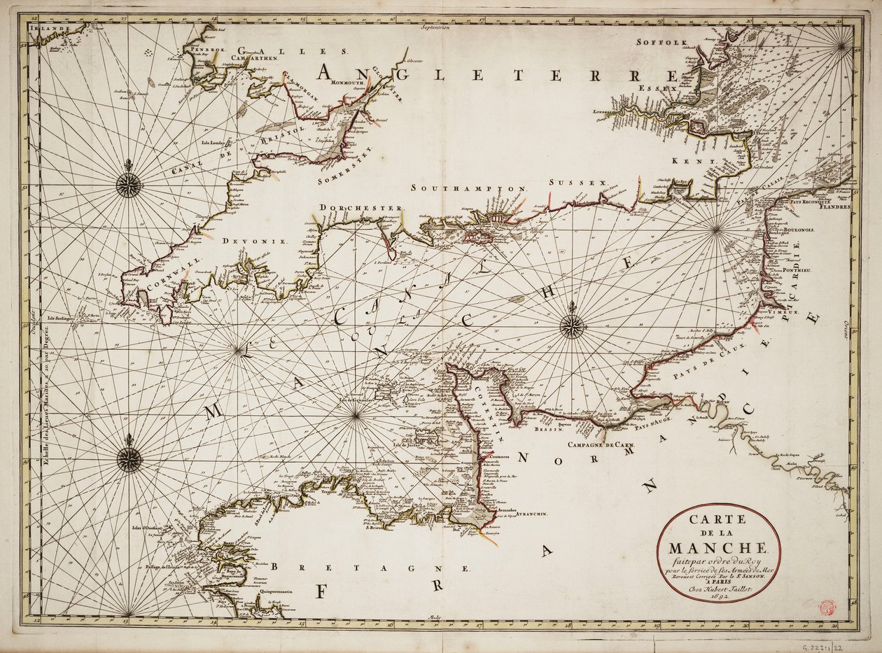 Karte des Ärmelkanals und der Atlantikküsten von Südengland und Nordfrankreich von Nicolas Sanson D