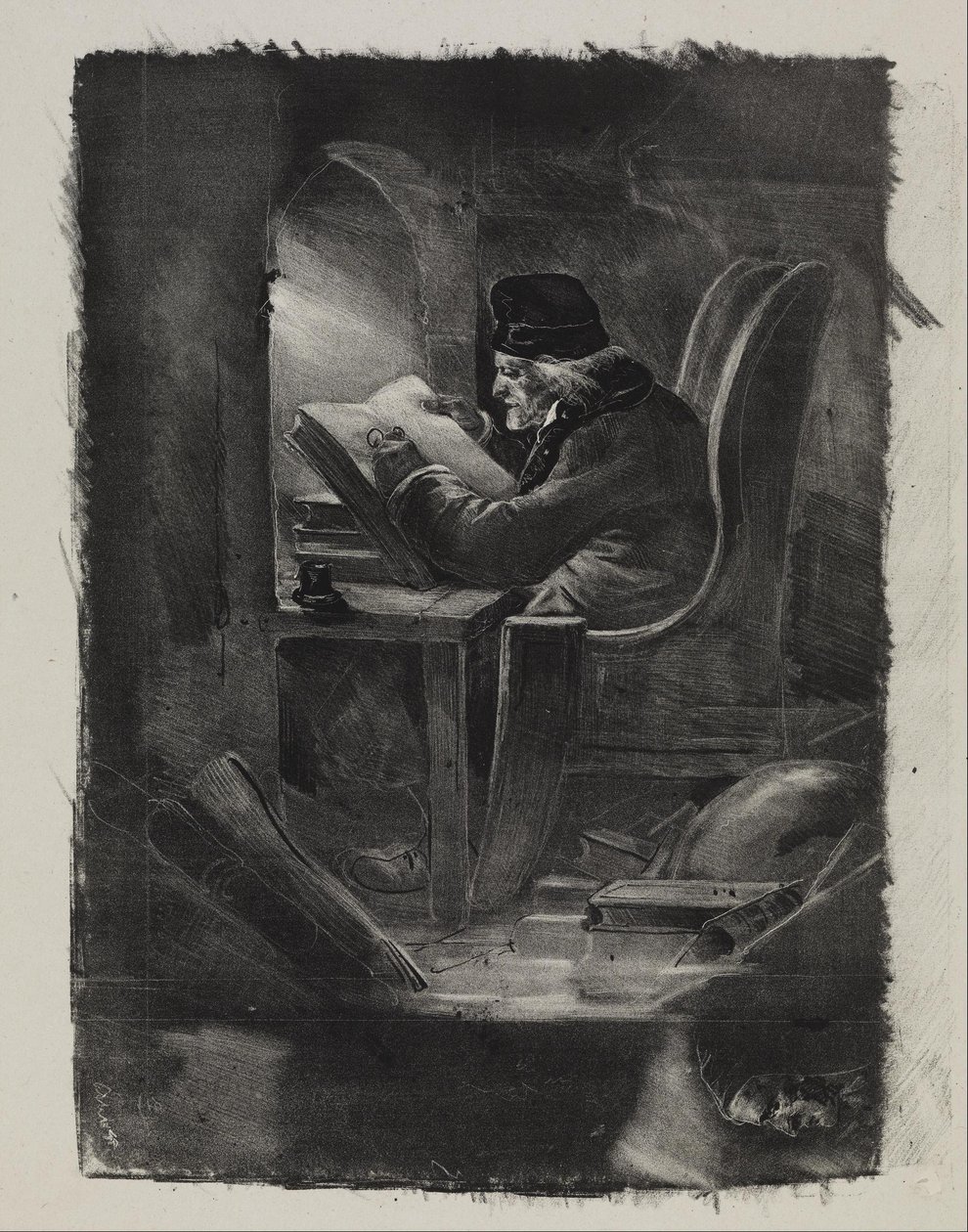 Versuch in Schabkunst (ein Geograf) von Nicolas Toussaint Charlet
