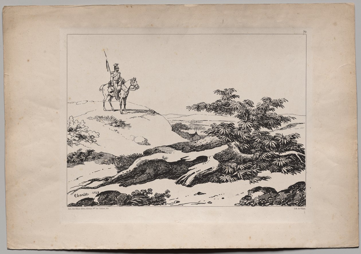 Soldat auf Pferd in Landschaft von Nicolas Toussaint Charlet