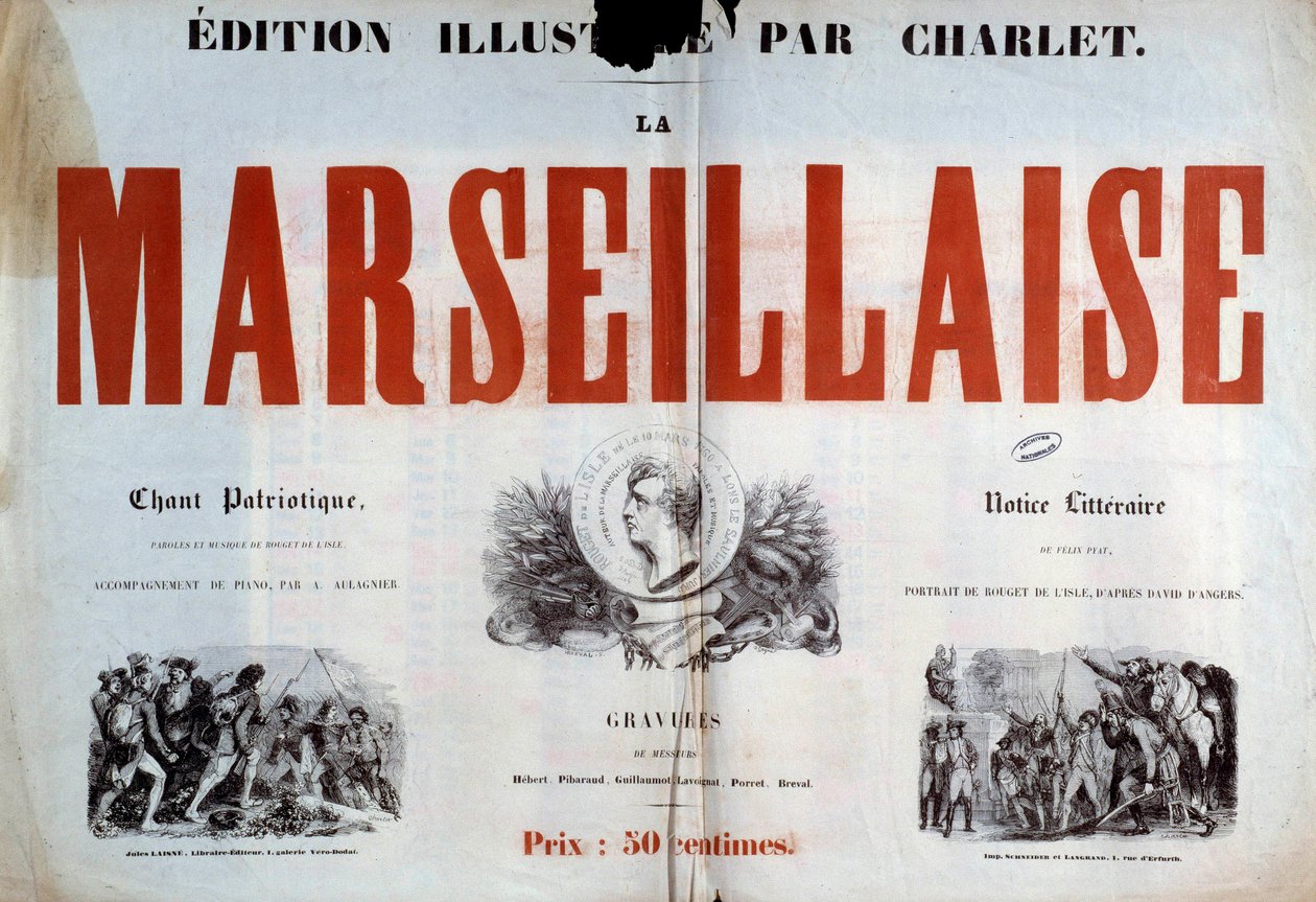Titelseite des patriotischen Liedes „La Marseillaise“. Illustration von Charlet Nicolas Toussaint (1792-1845) 19. Jahrhundert Paris, Archives Nationales von Nicolas Toussaint Charlet