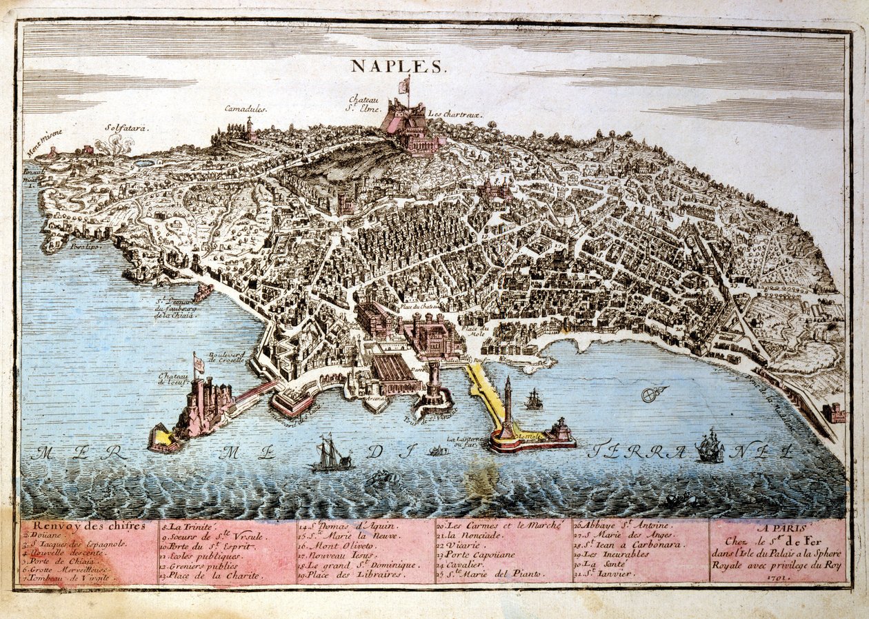 Karte der Stadt Neapel. Karte von Le Fer von Nicolas de Fer