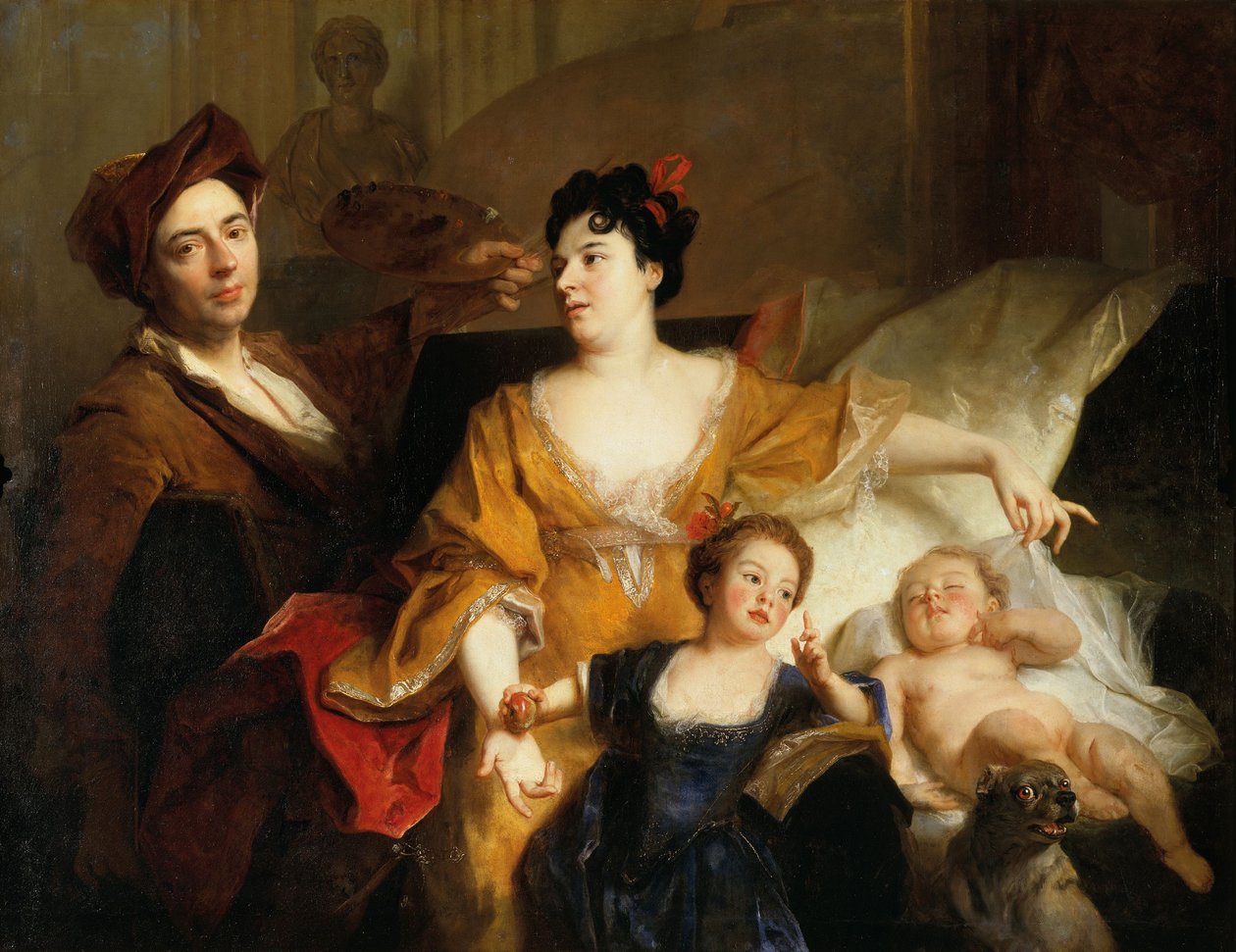 Selbstporträt des Künstlers mit seiner Familie, um 1704 von Nicolas de Largillière