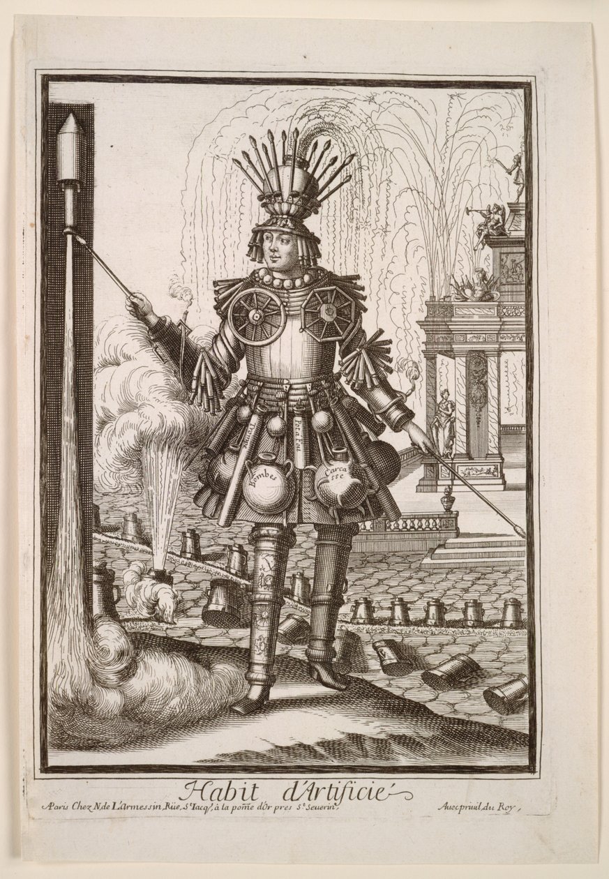 Fantasiekostüme: Kostüm des Feuerwerksmachers, ca. 1690 von Nicolas de Larmessin II