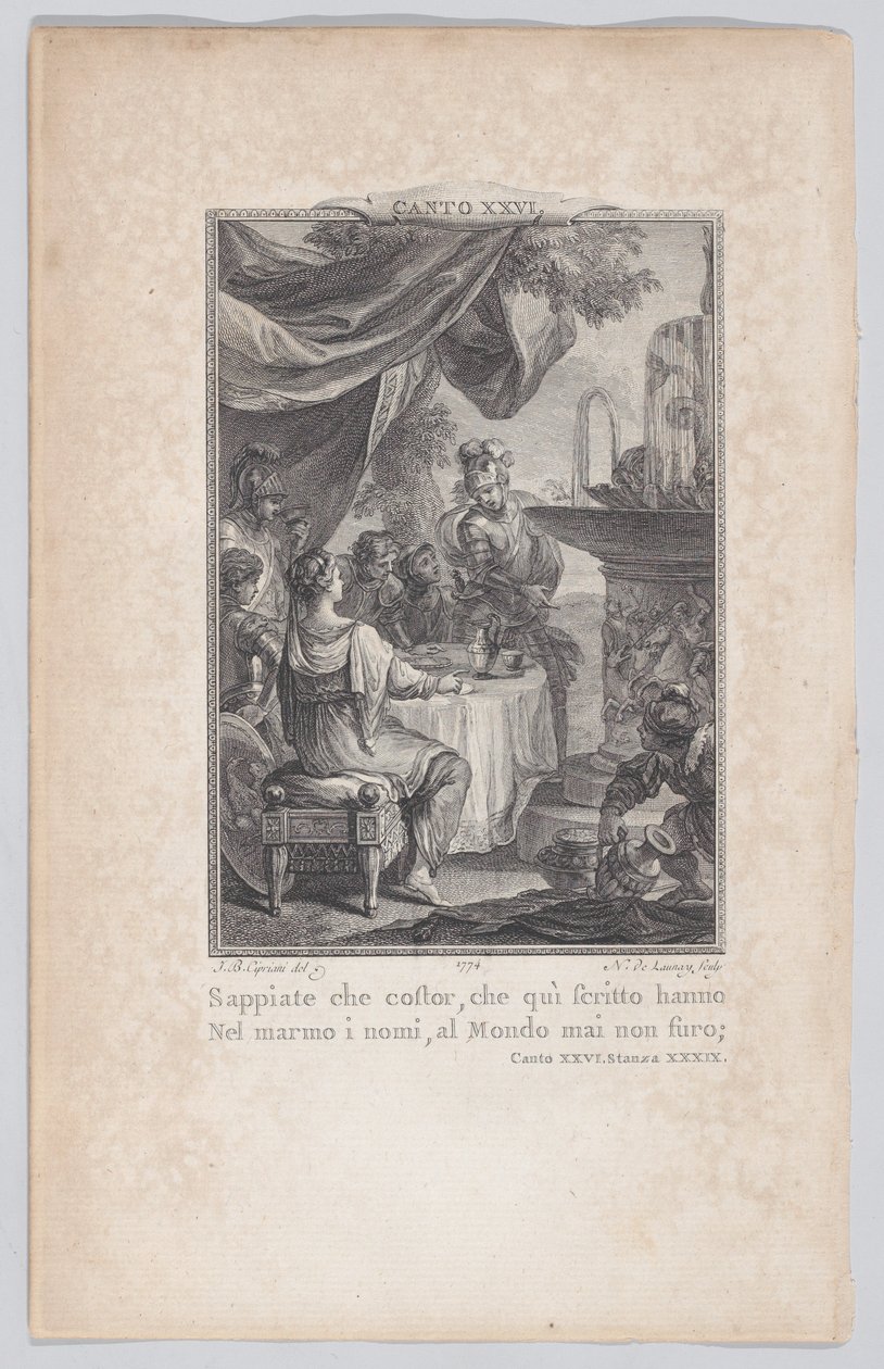 Canto 26, Strophe 39, aus Orlando Furioso, 1774 von Nicolas de Launay