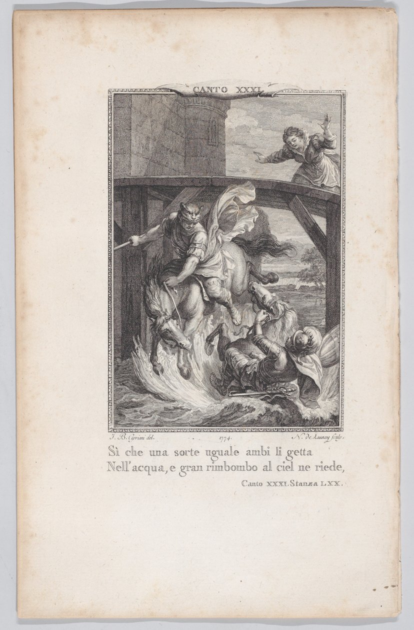 Canto 31, Strophe 70, aus Orlando Furioso, 1774 von Nicolas de Launay