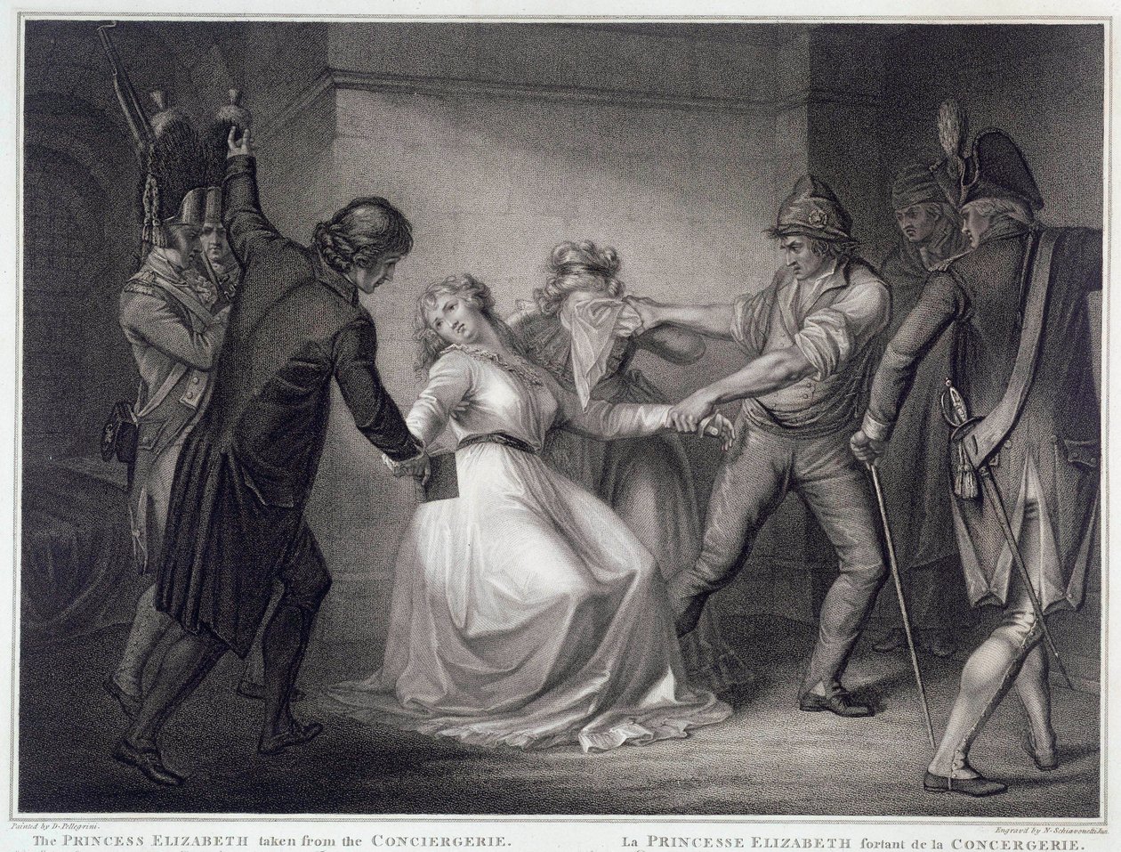 Französische Revolution: Die Schwester von König Ludwig XVI., Elisabeth von Frankreich (1764-1794), wurde am 10.05.1794 aus dem Gefängnis Concierge entlassen. Gravur von Niccolo Schiavonetti (gestorben 1813) Paris, Musée Carnavalet von Nicolo Schiavonetti