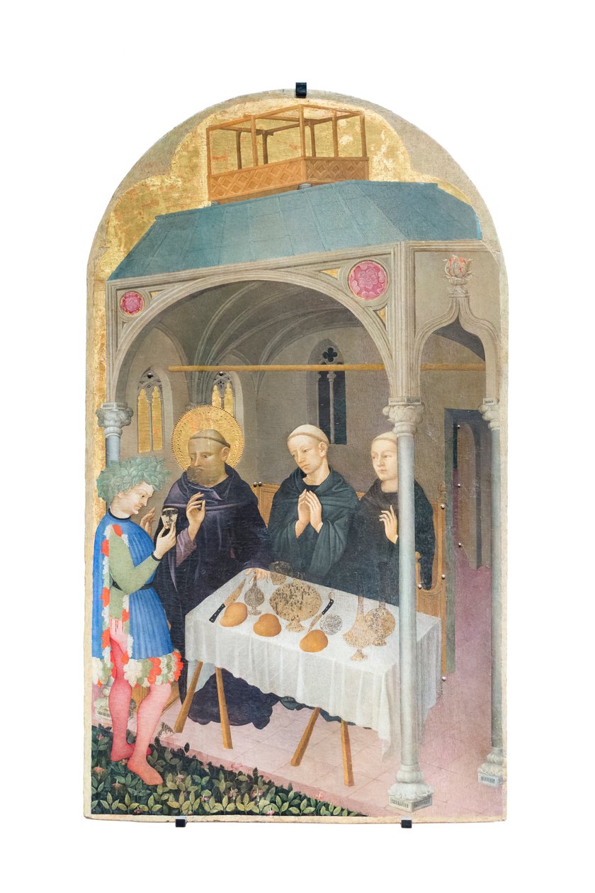 Der heilige Benedikt trinkt vergifteten Wein von Nicolò di Pietro