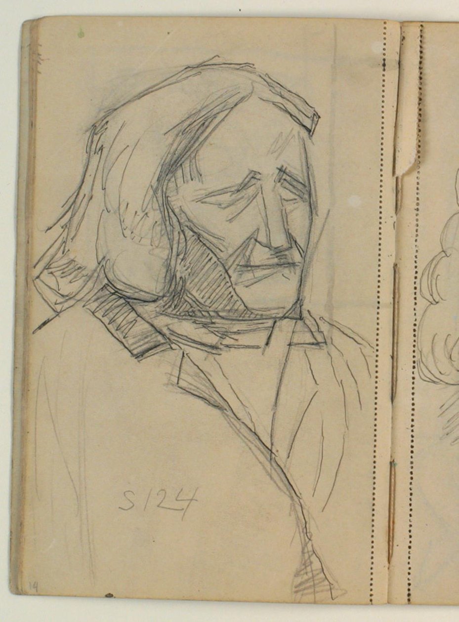 Studie af Thorvaldsen efter A.C.T. Neubourgs daguerrotypi fra 1840 von Niels Larsen Stevns