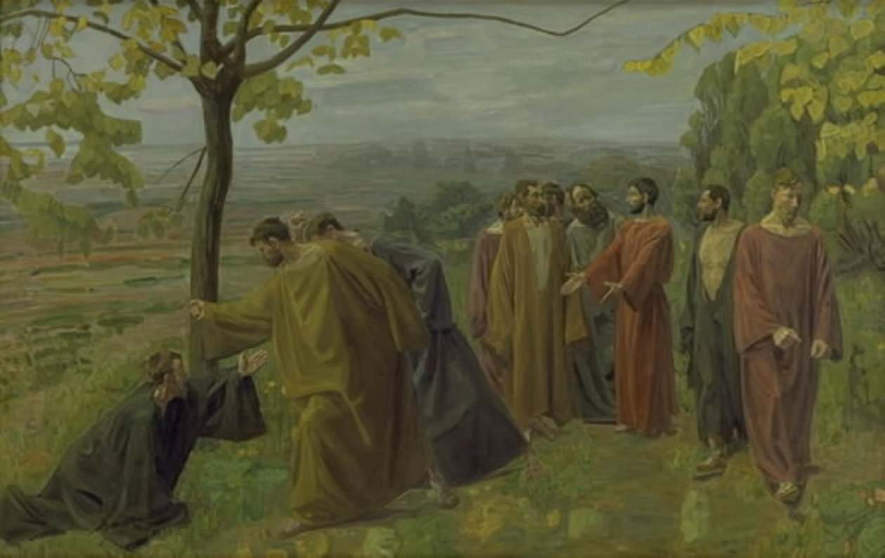 Der Blinde am Wegesrand bittet Jesus um Gnade von Niels Larsen Stevns