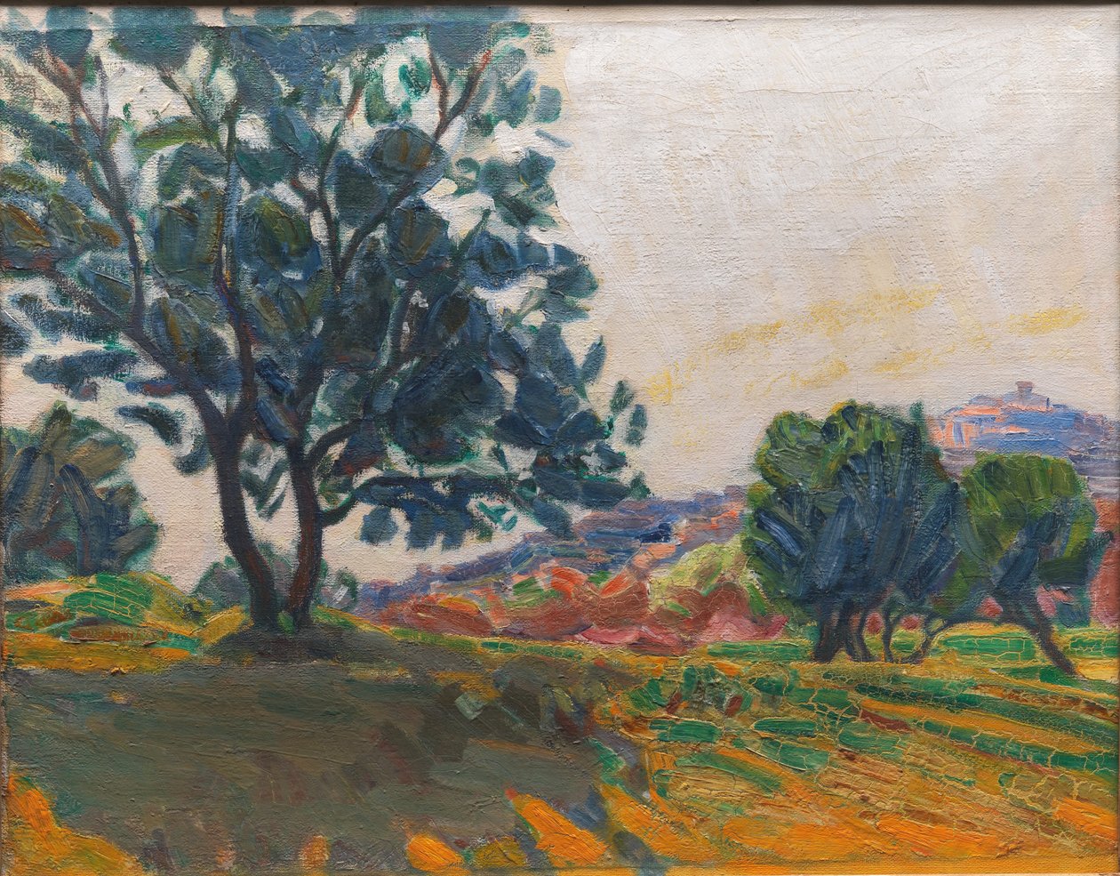 Der Olivenhain. Mit Cagnes im Hintergrund. Gegen das Licht von Niels Larsen Stevns