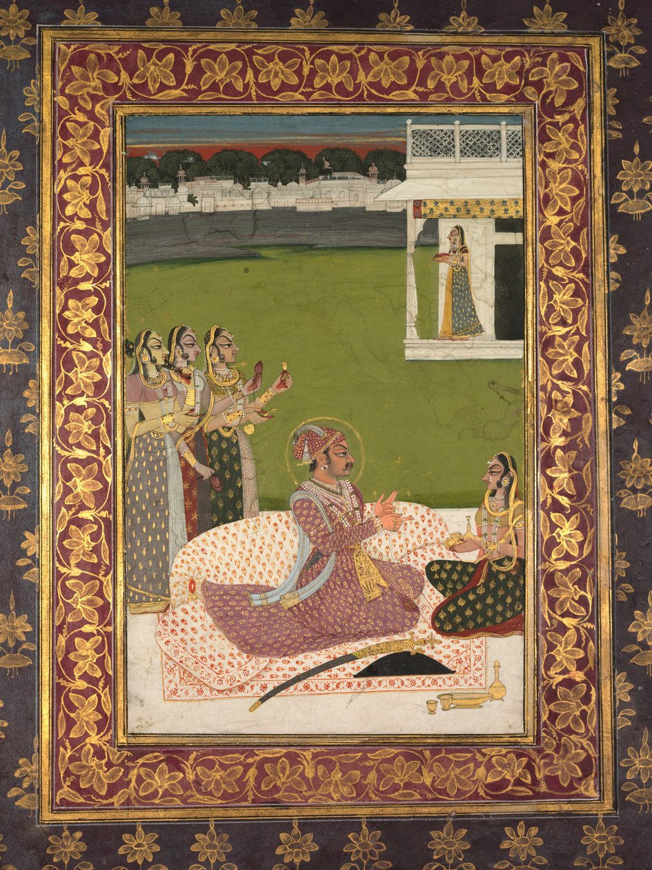 Porträt von Maharaja Savant Singh mit Gemahlin, Bani Thani, Mitte 1700er Jahre von Nihal Chand