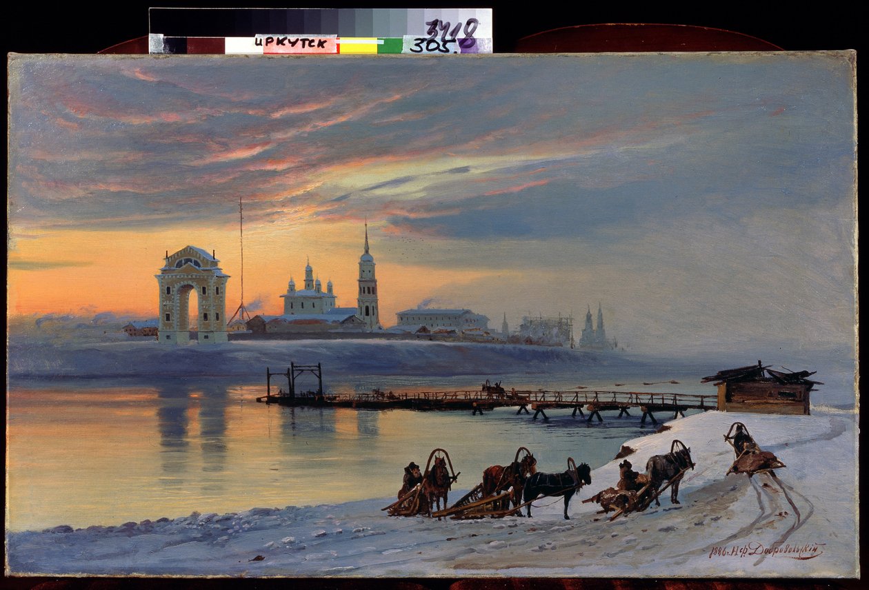 Ansicht des Flusses Angara in Irkutsk in Sibirien. Gemälde von Nikolai Florianowitsch Dobrowolski (1837-1900) 1886 von Nikolai Florianovich Dobrovolsky