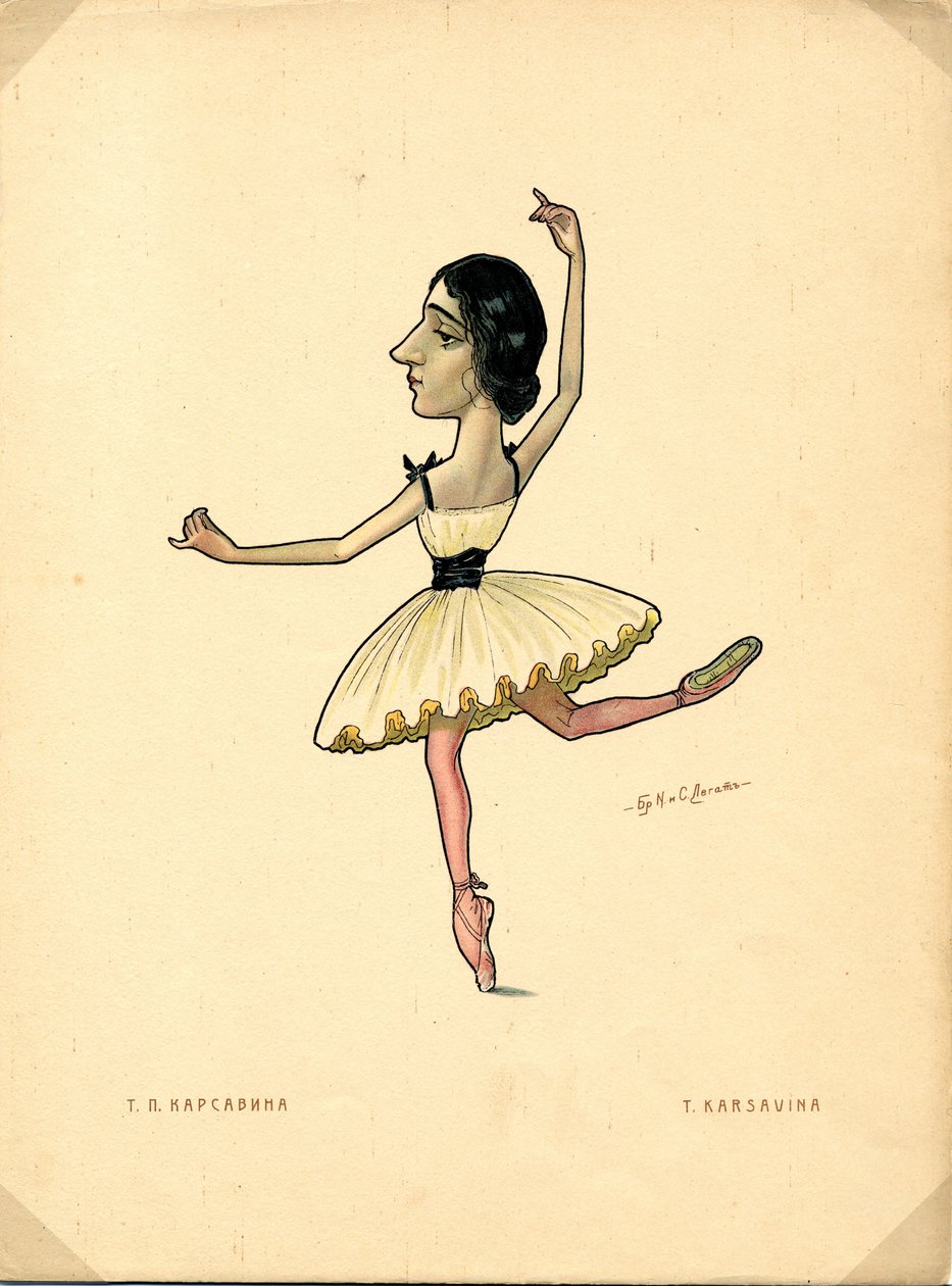 Balletttänzerin Tamara Karsavina Aus: Russisches Ballett in Karikaturen, 1902-1905 von Nikolai Gustavovich Legat