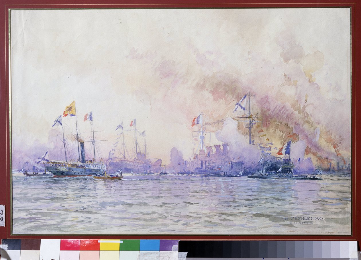Ankunft des französischen Geschwaders in Kronstadt 1893 von Nikolai Nikolaevich Gritsenko
