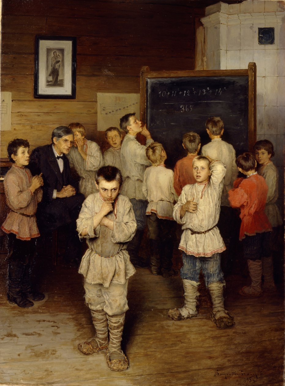 Kopfrechnen in der Grundschule, 1895 von Nikolai Petrovich Bogdanov Belsky