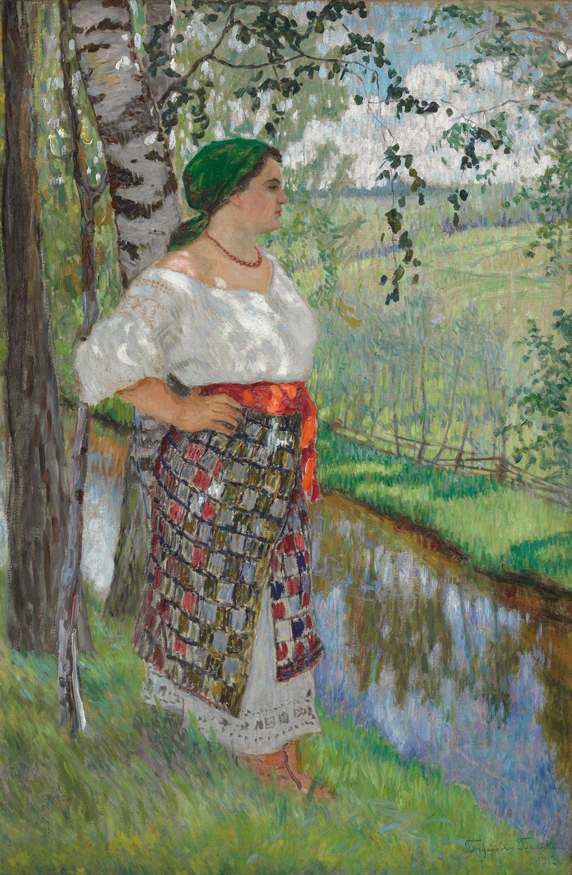Bäuerin an einem Bach von Nikolai Petrovich Bogdanov Belsky