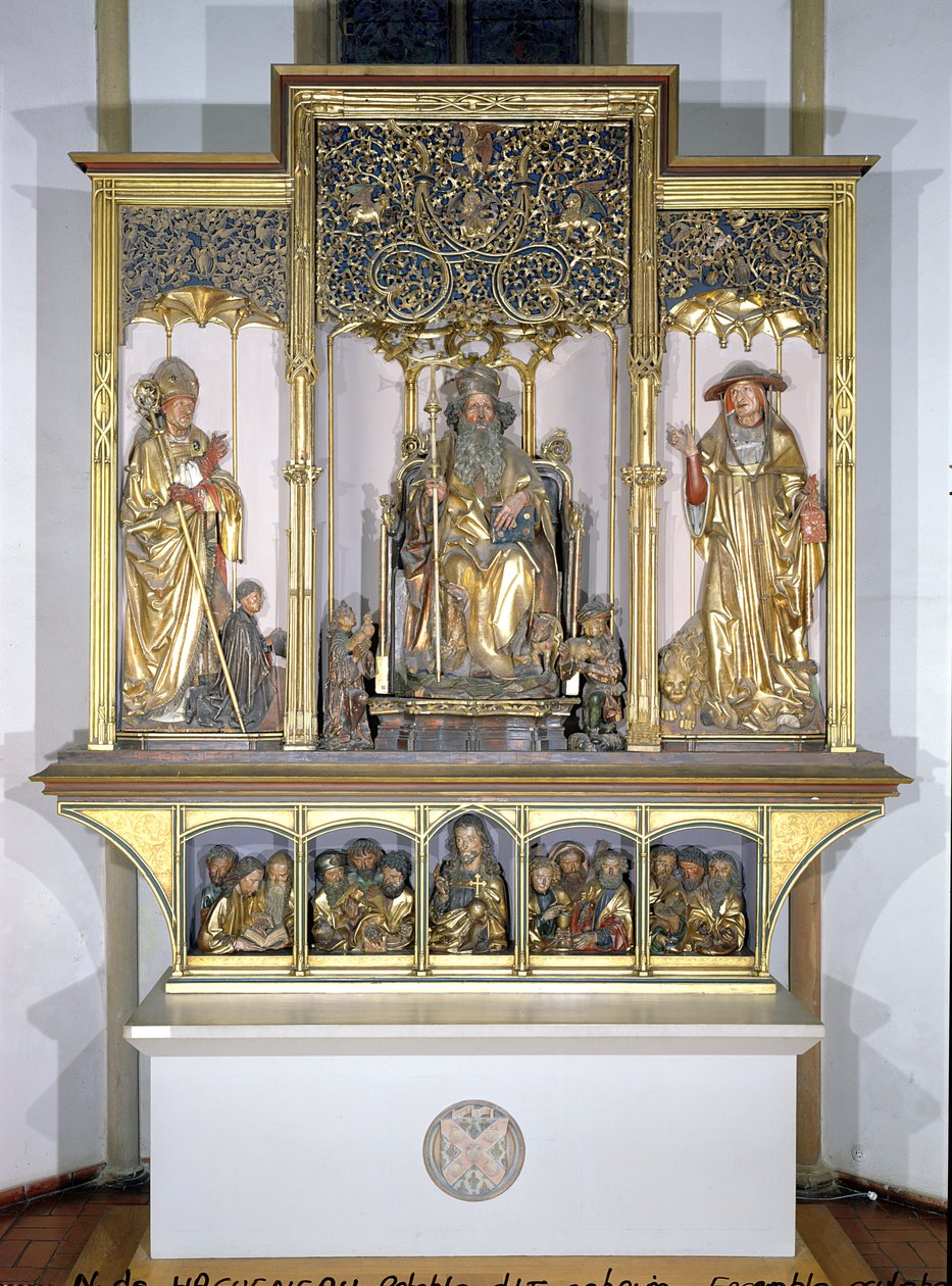 Gruppe von Holzskulpturen, vom Isenheimer Altar, um 1490 von Nikolaus Hagenauer
