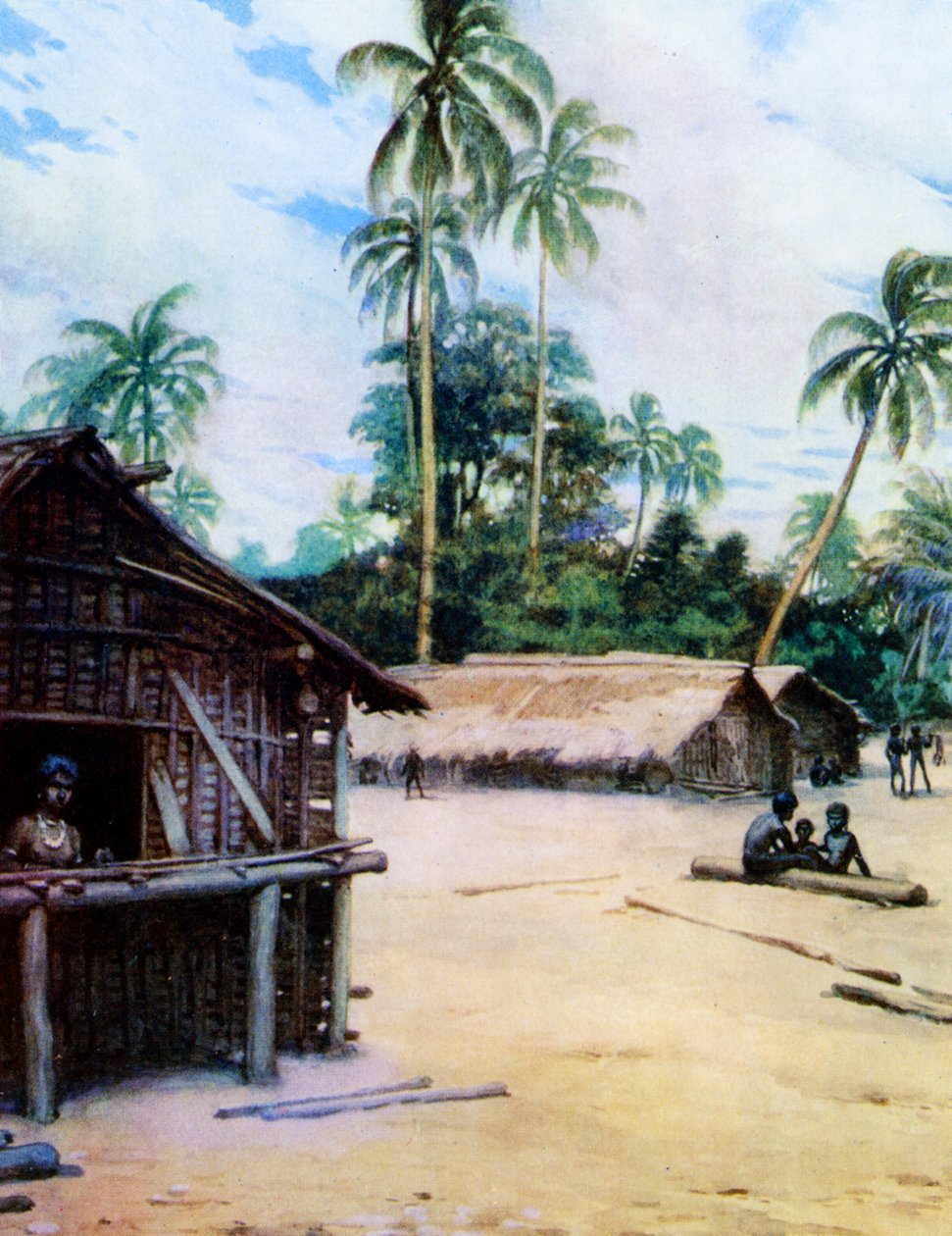 Ein Dorf auf den Salomonen, 1908 von Norman Hardy