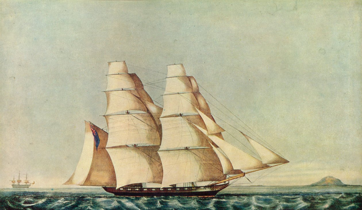 Die Opiumklipper-Brigg Anonyma in der Straße von Malakka, 1846 von Norman Hill
