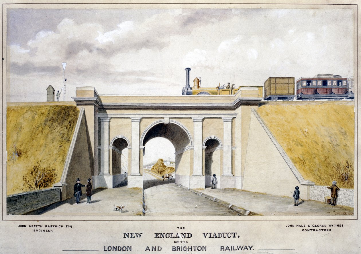 Der New England Viadukt an der London & Brighton Railway, 1857 von O. Warne