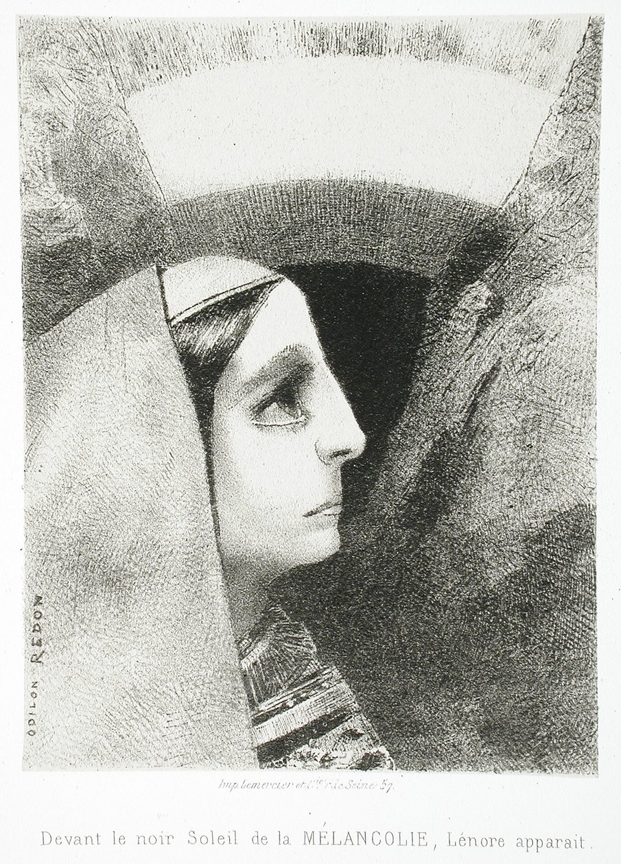 An Edgar Poe (Vor der schwarzen Sonne der Melancholie erscheint Lenore) von Odilon Redon