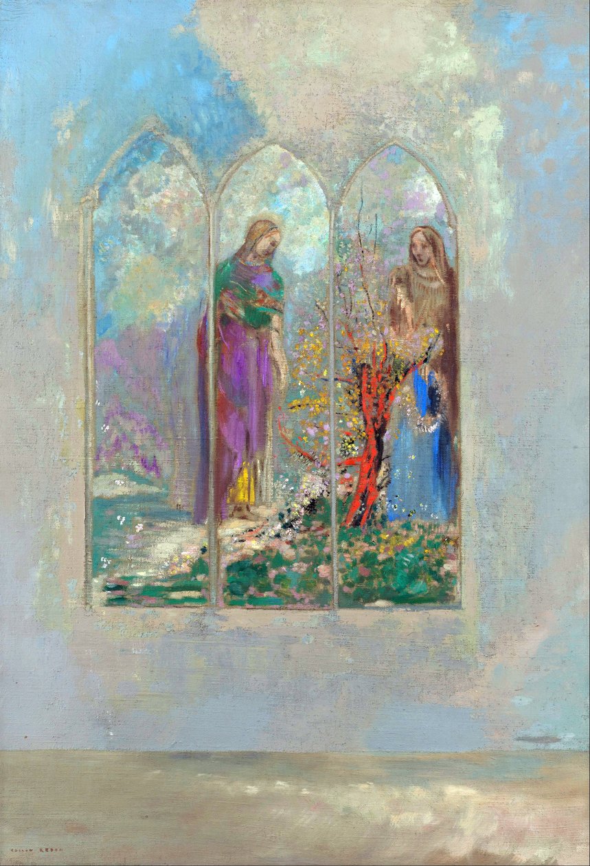 Andacht bei einem roten Busch von Odilon Redon