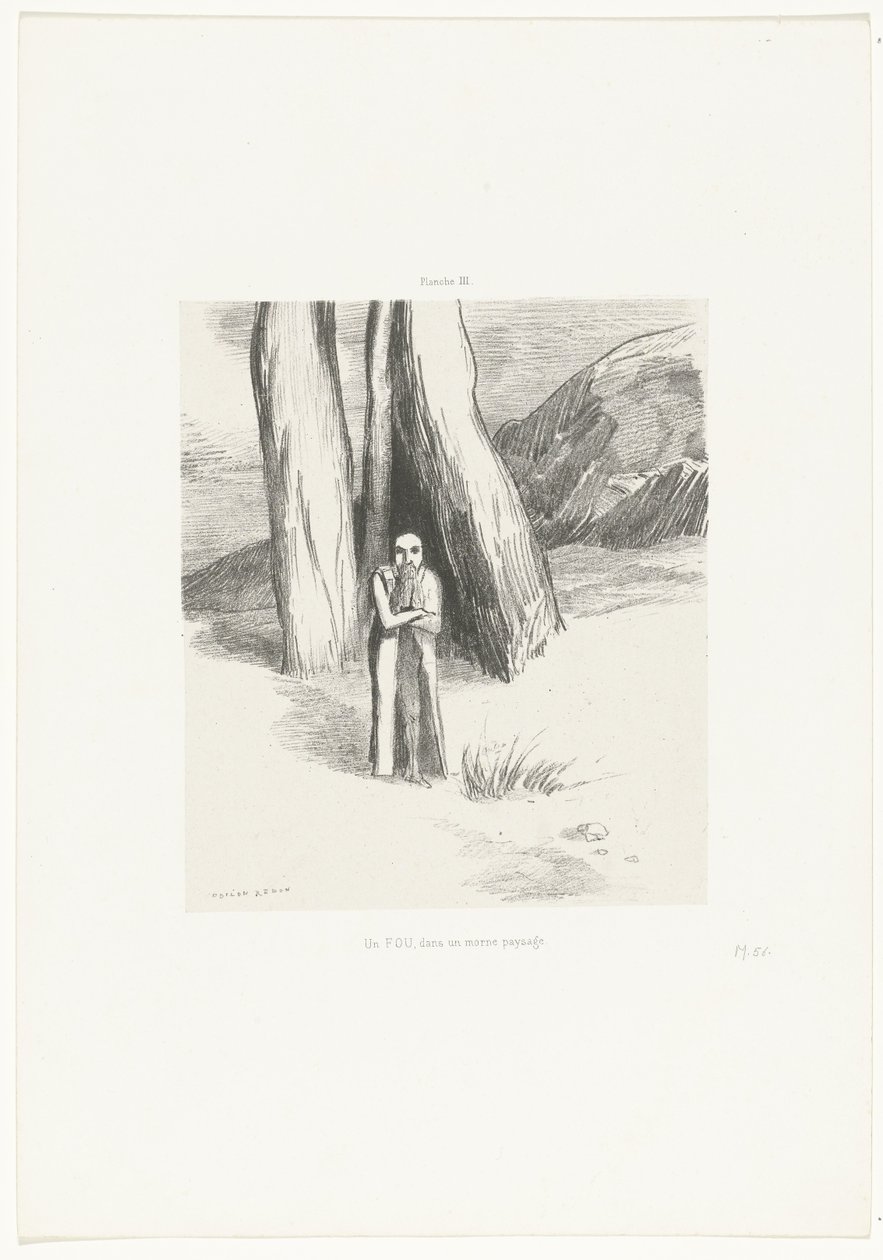 Ein Narr in einer düsteren Landschaft von Odilon Redon