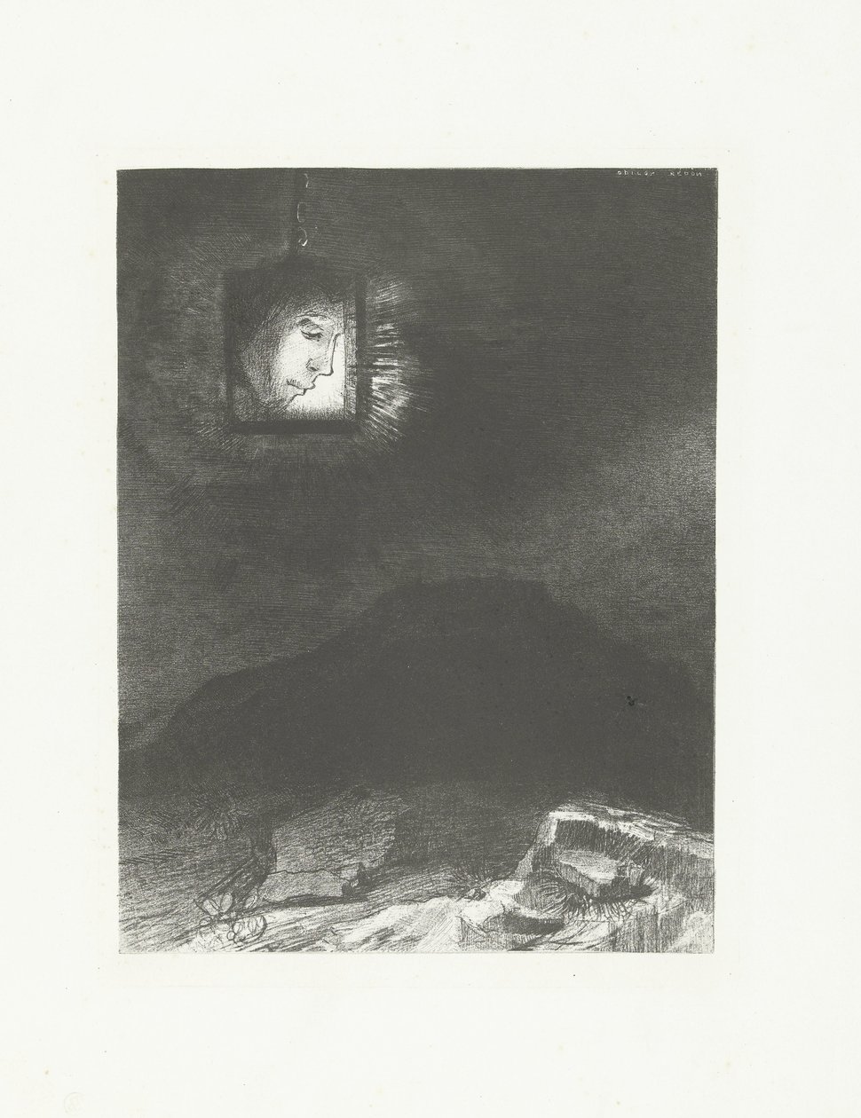Ein Kopf in einer Laterne von Odilon Redon