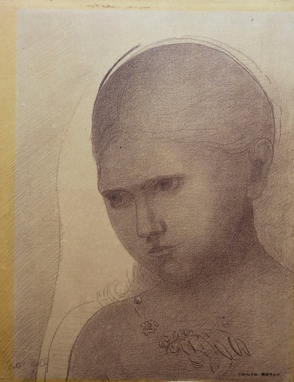 Frau im Dreiviertelprofil nach links von Odilon Redon