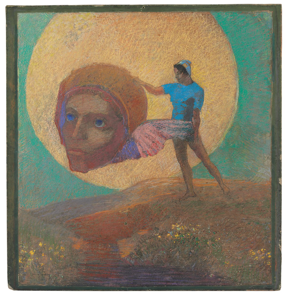 Figur mit geflügeltem Kopf (Der Sturz des Ikarus) von Odilon Redon