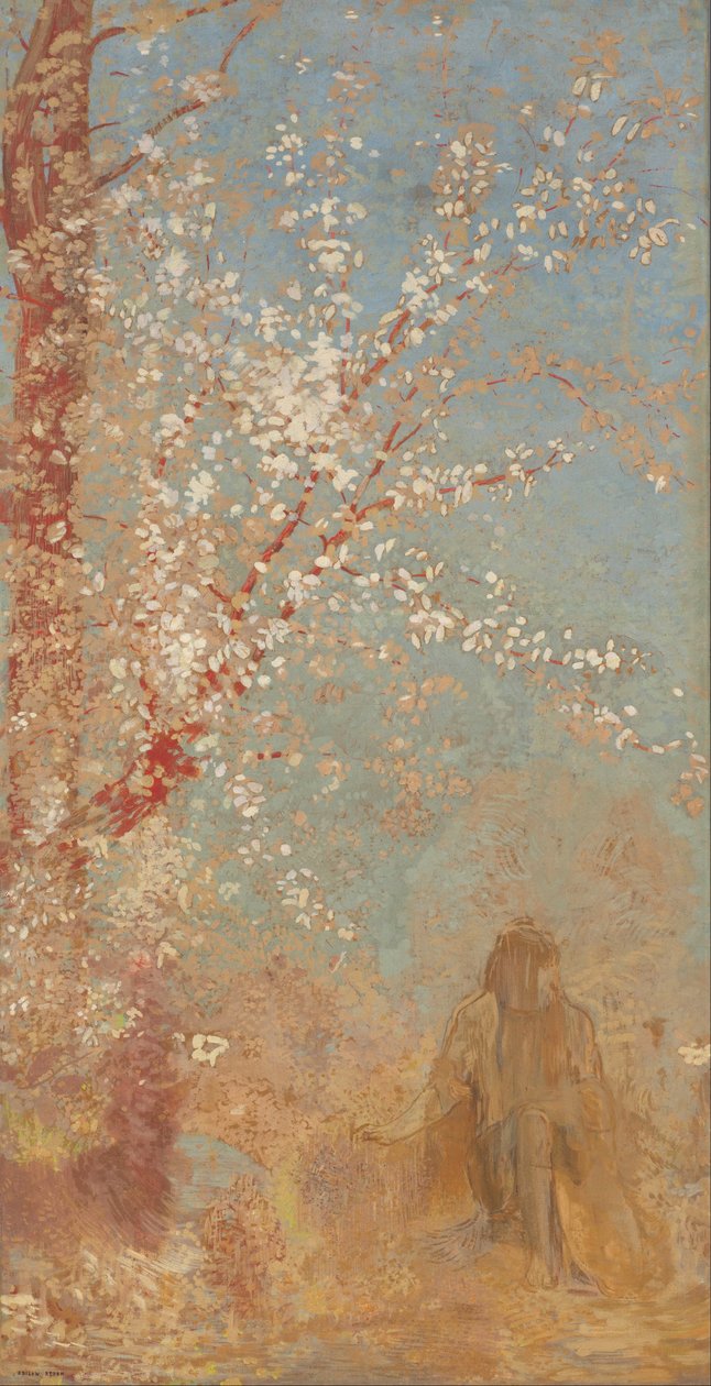 Figur unter einem blühenden Baum von Odilon Redon