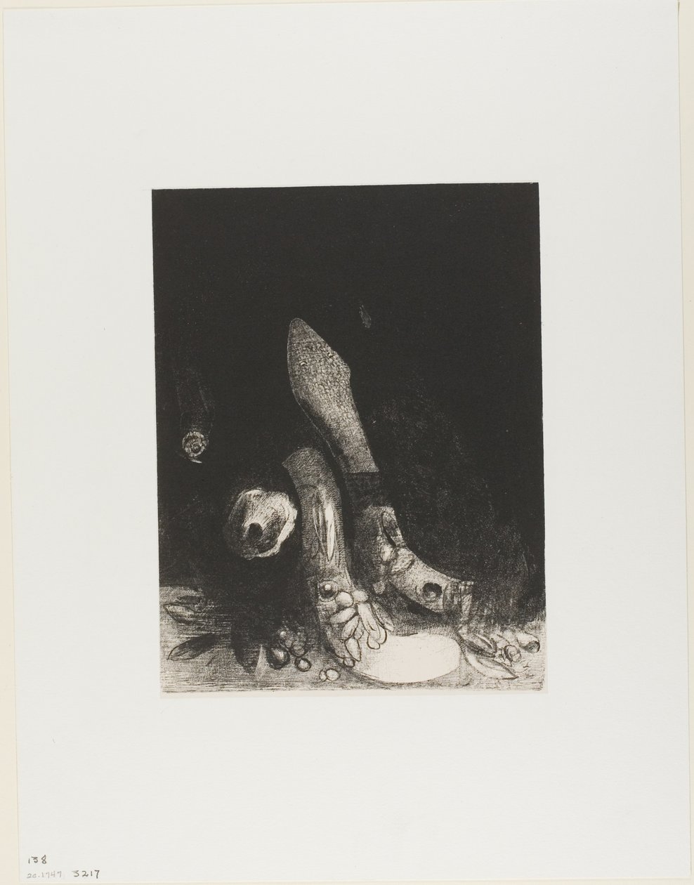 Blumen fallen und der Kopf einer Python erscheint, Platte 5 von 24 von Odilon Redon