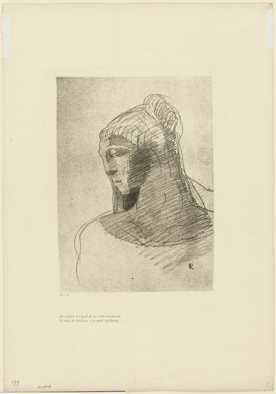 Ich verehre dich wie das Gewölbe des Nachthimmels, o Gefäß der Traurigkeit, o große stille Frau, Platte 2 von 9 von Odilon Redon