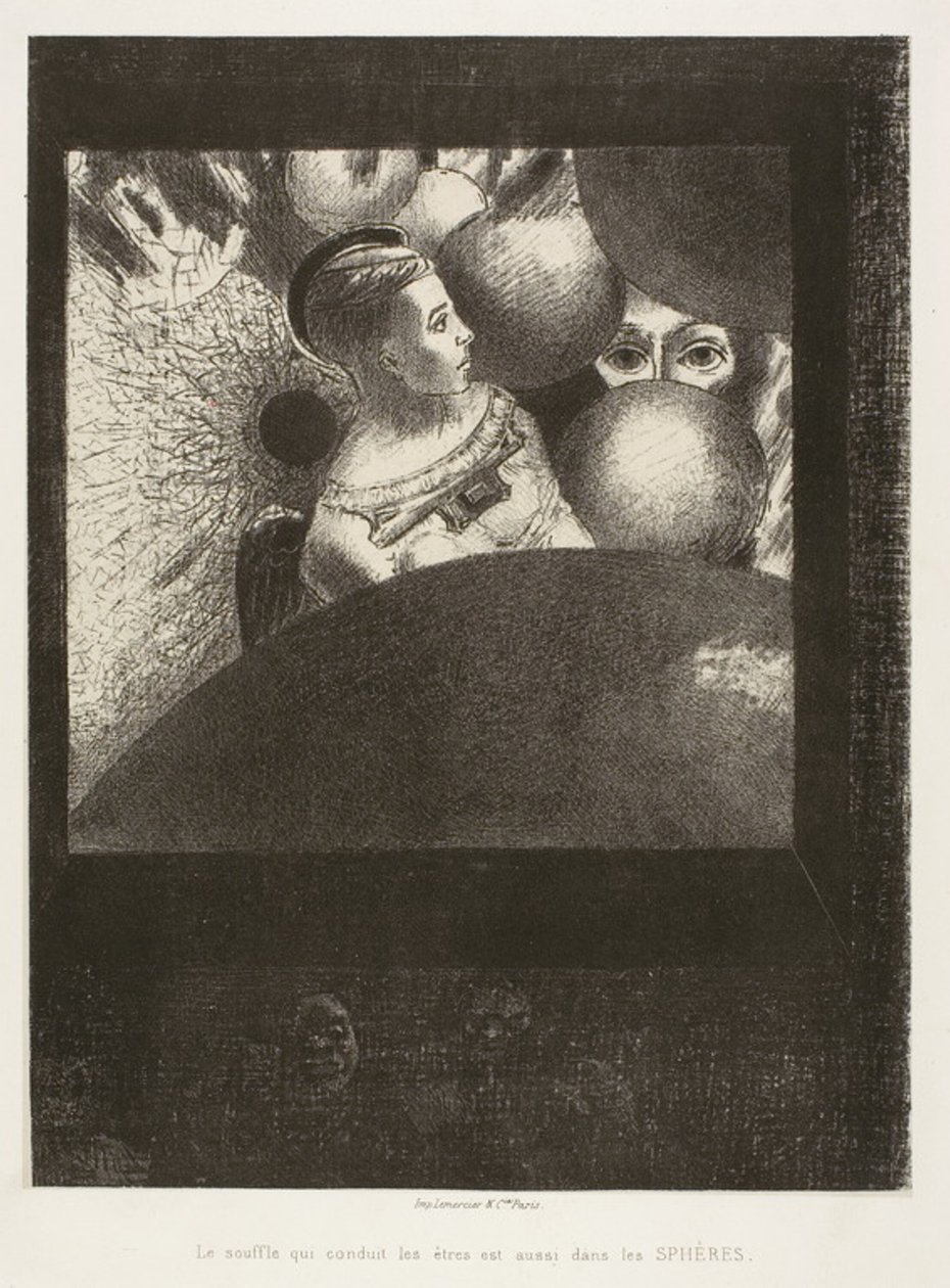 In den Sphären (Der Atem, der Lebewesen führt, ist auch in den Sphären), Tafel fünf aus An Edgar Poe von Odilon Redon
