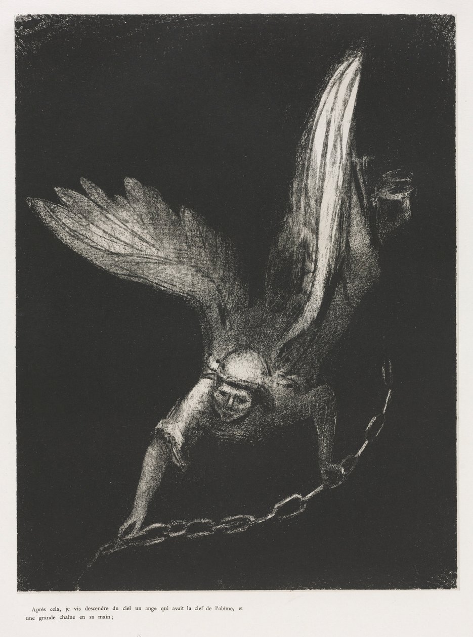 Die Apokalypse des Heiligen Johannes: Und ich sah in der rechten Hand dessen, der saß..., 1899 von Odilon Redon