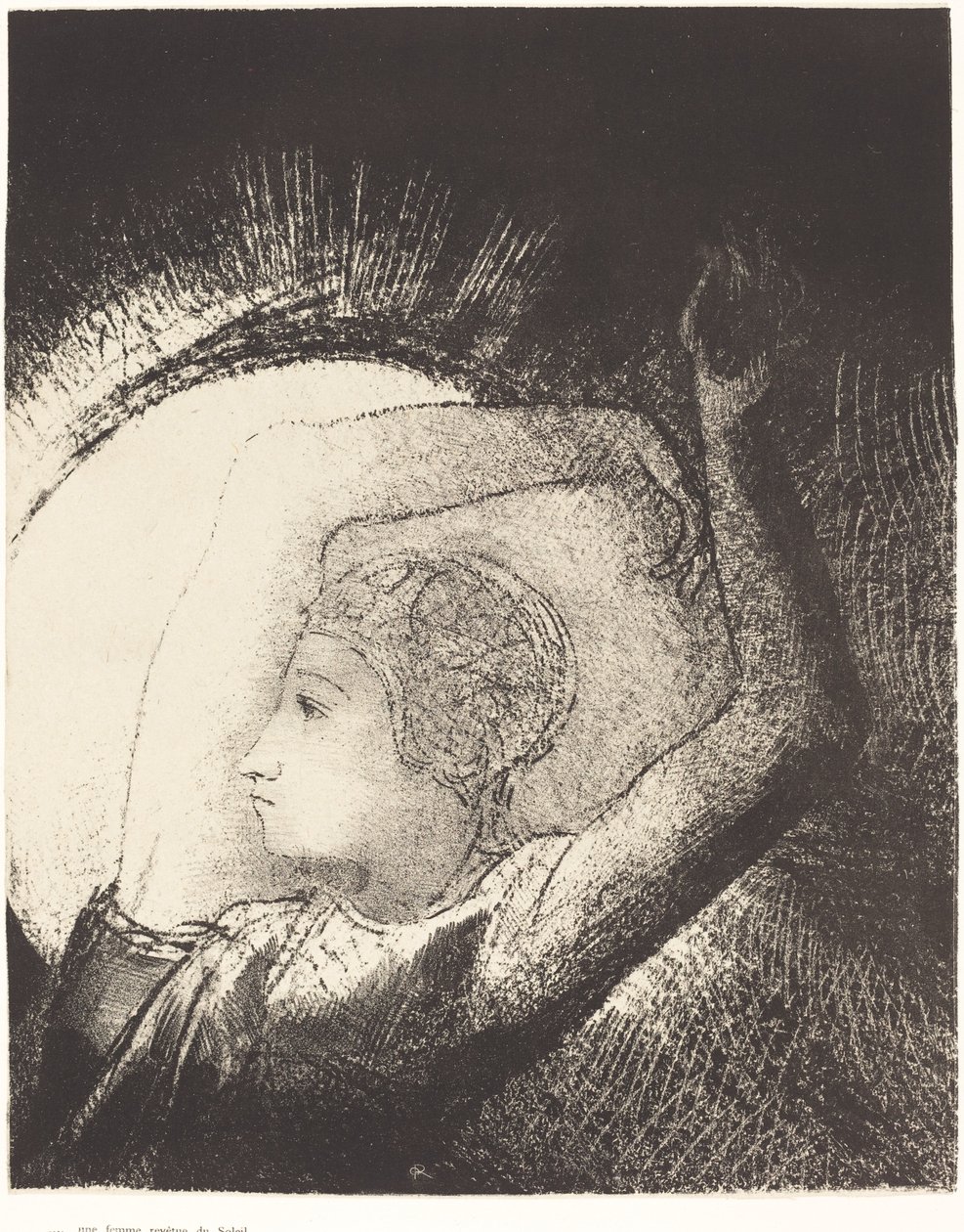 Eine Frau, bekleidet mit der Sonne von Odilon Redon