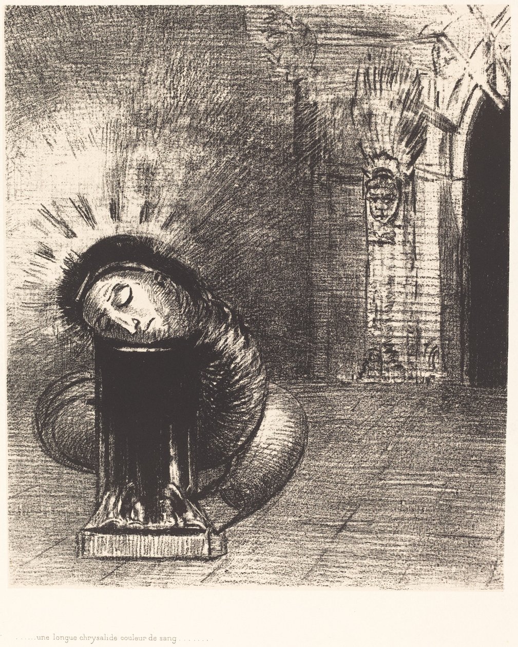Eine lange Chrysalis, die Farbe des Blutes von Odilon Redon