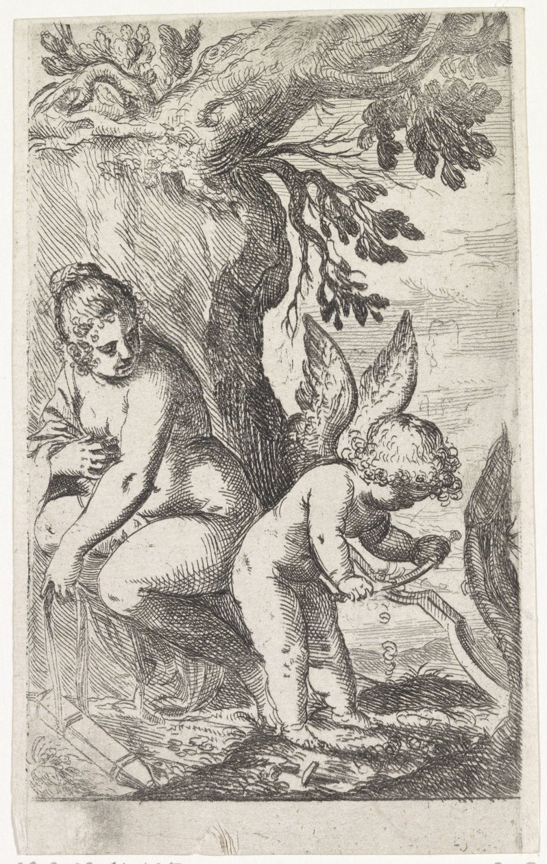 Venus beobachtet Amor beim Bogenbau von Odoardo Fialetti (attributed to)
