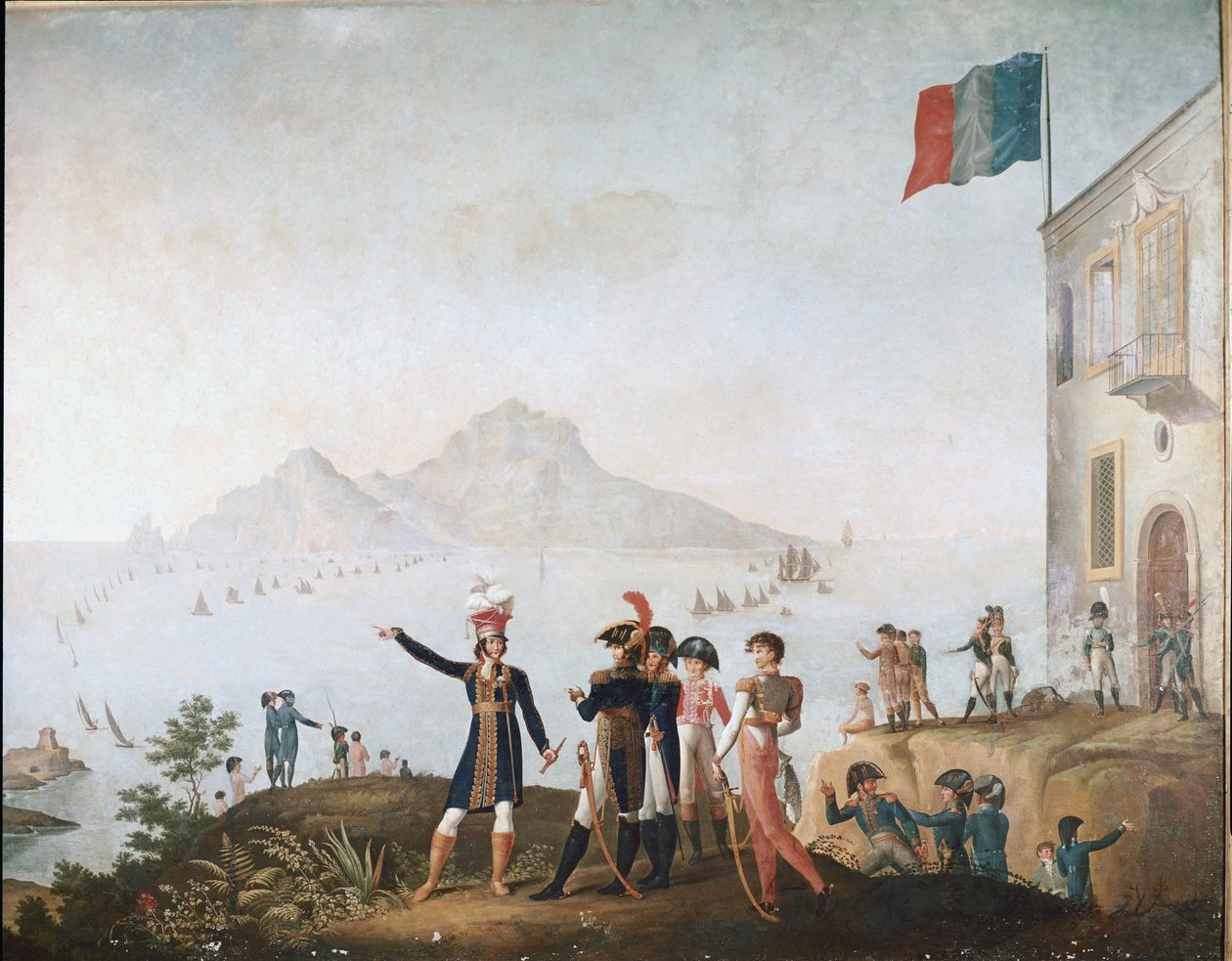 Der König von Neapel befiehlt die Einnahme der Stadt im August 1808 und beobachtet sie von Massa Lubrense aus von Odoardo Fischetti
