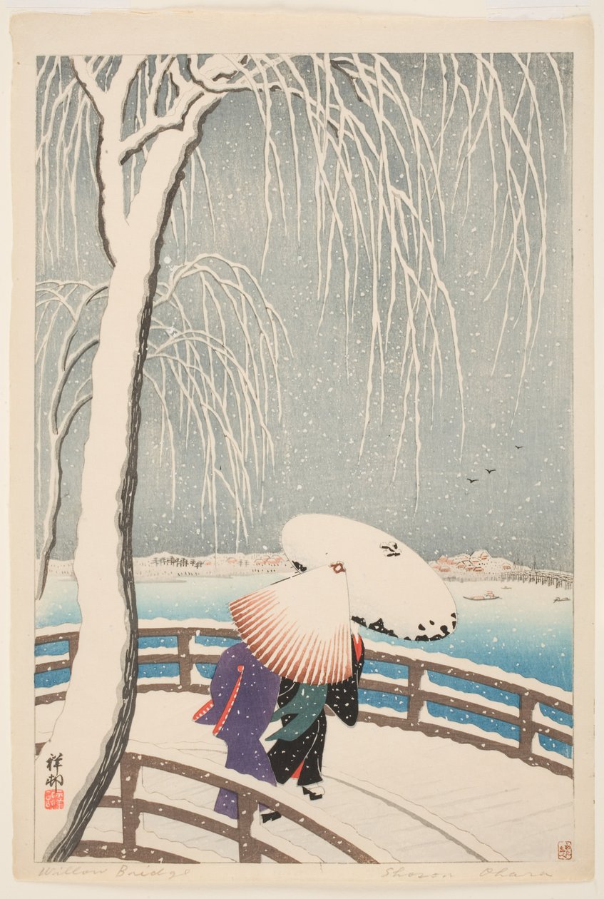 Die Weidenbrücke von Ohara Koson