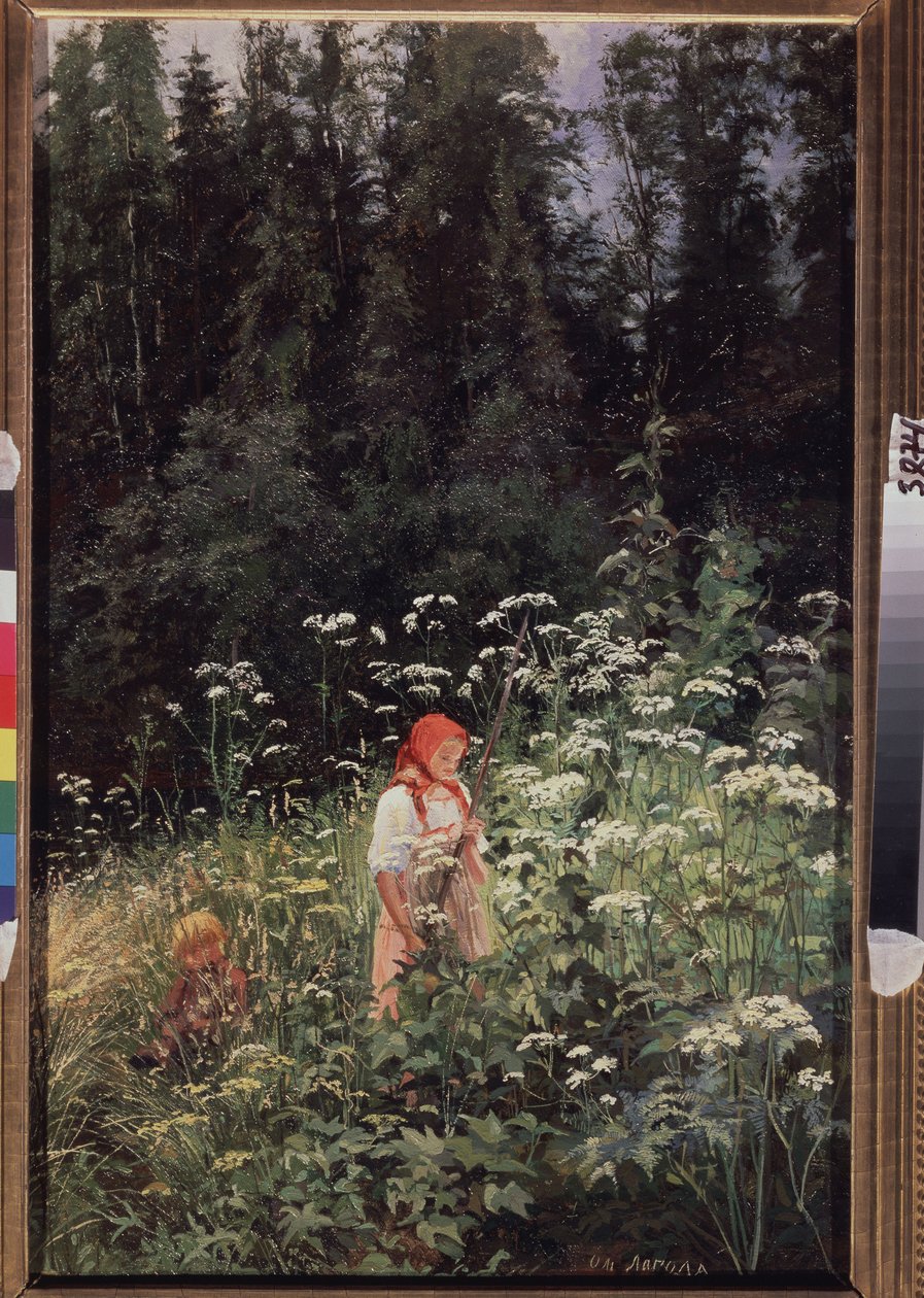 Mädchen vor einem Grasbüschel von Olga Antonova Lagoda Shishkina