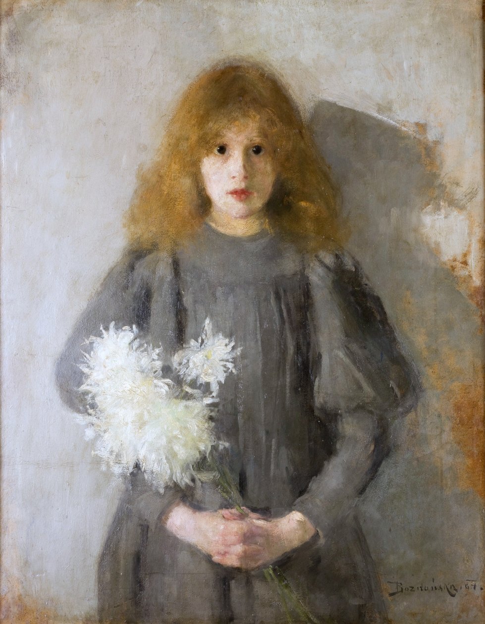 Mädchen mit Chrysanthemen von Olga Boznanska