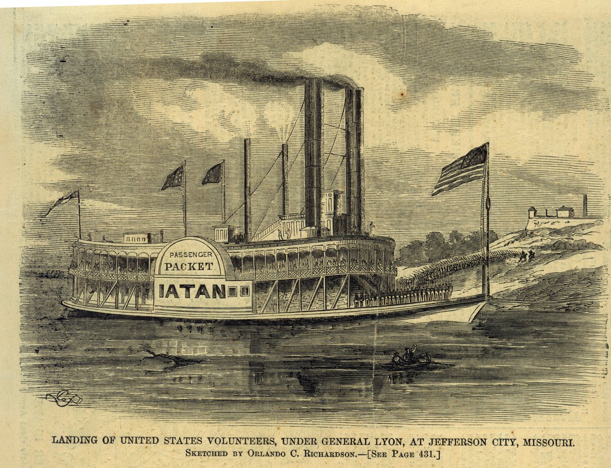 Landung der Freiwilligen der Vereinigten Staaten unter General Lyon in Jefferson City, Missouri von Orlando C. Richardson