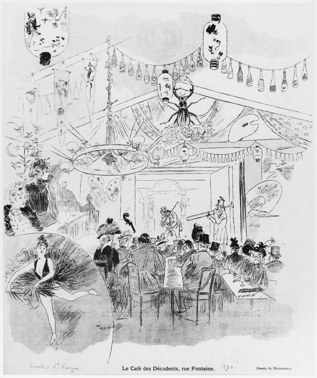 Cafe des Decadents, 16bis rue Fontaine, Paris, 1890 von Oswald Heidbrinck