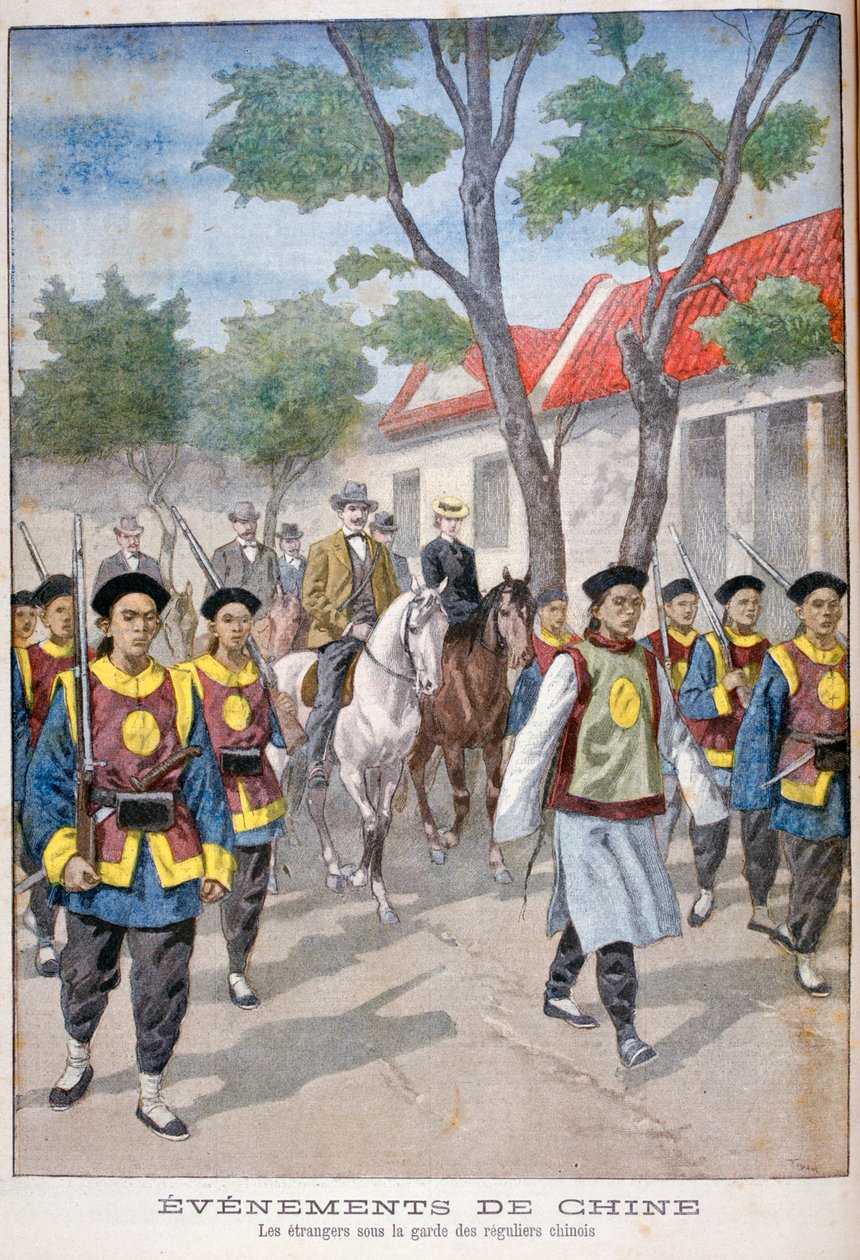 Ein Ausländer unter der Bewachung der regulären chinesischen Armee, China, 1900 von Oswaldo Tofani