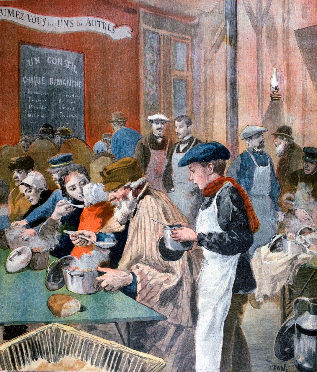 Wohltätigkeit der Studenten, die Suppenküche in Butte-aux-Cailles, Paris von Oswaldo Tofani