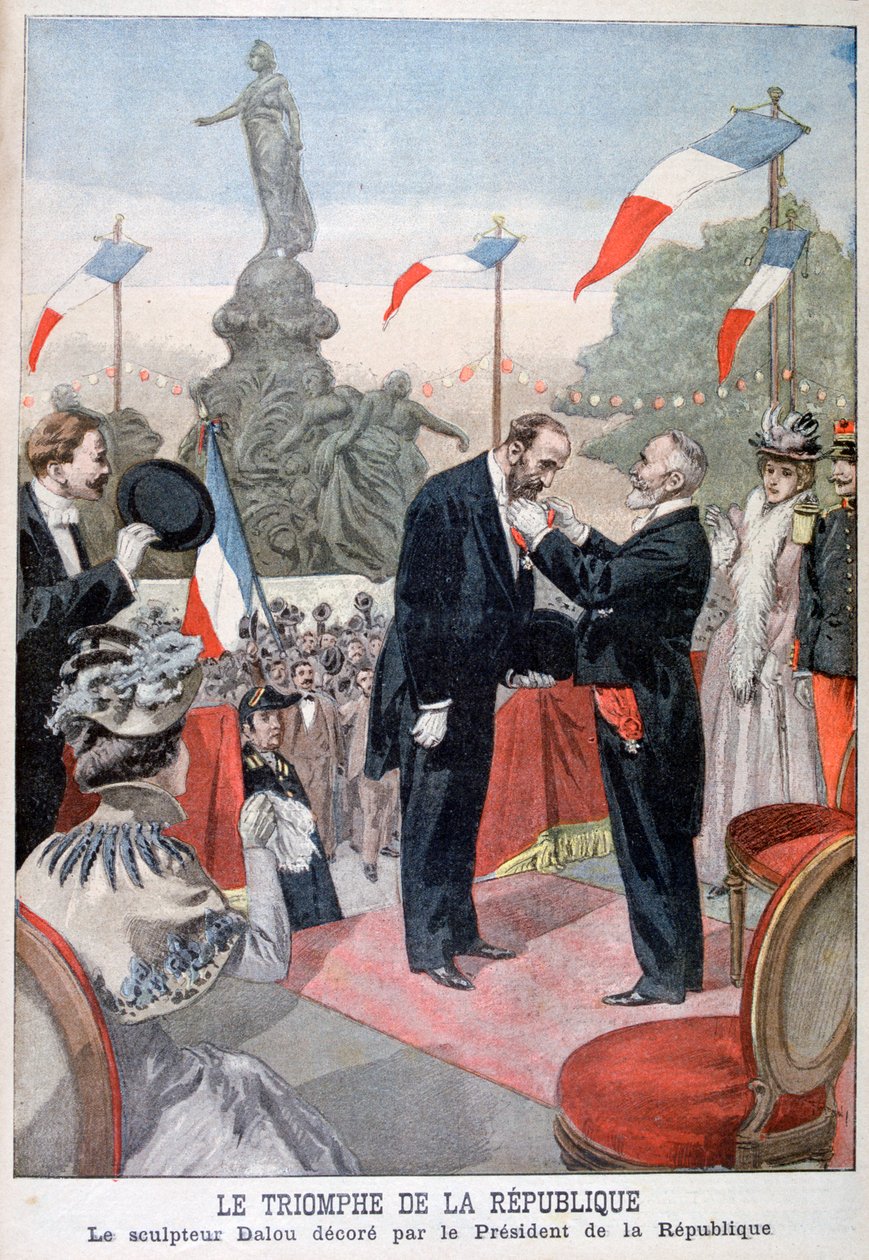 Jules Dalou wird von Emile Loubet mit der Medaille der Ehrenlegion ausgezeichnet, 1899 von Oswaldo Tofani